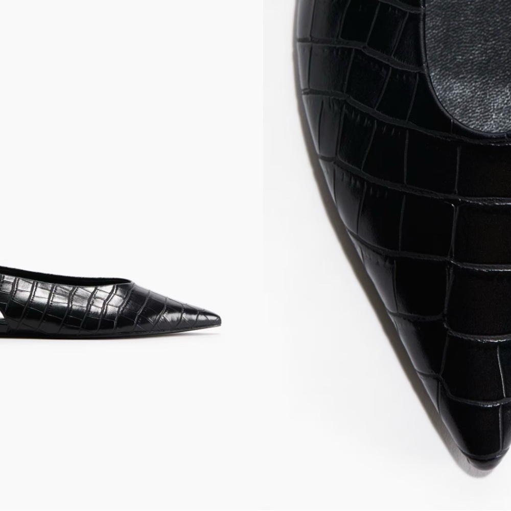 Influencer favs - Black Crocodile-Embossed Slingbacks— stylish and comfortable